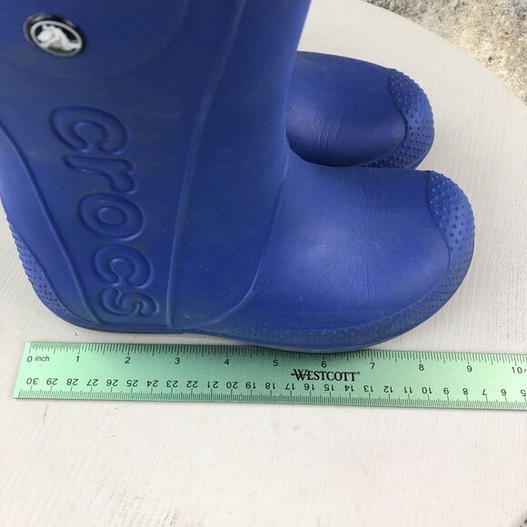 Crocs Kids Size J2 Handle It Blue Easy On Lightweight Pull On Rubber Rain Boots - Picture 9 of 16